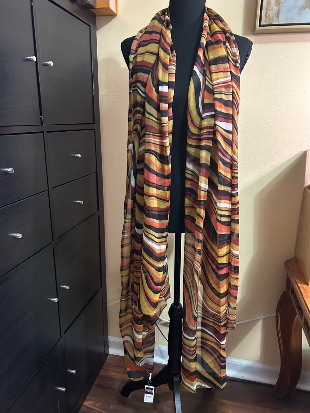 Bijoux Terner Multicolor Striped Long Scarf - Yellow, Orange, Black, Cream NWT